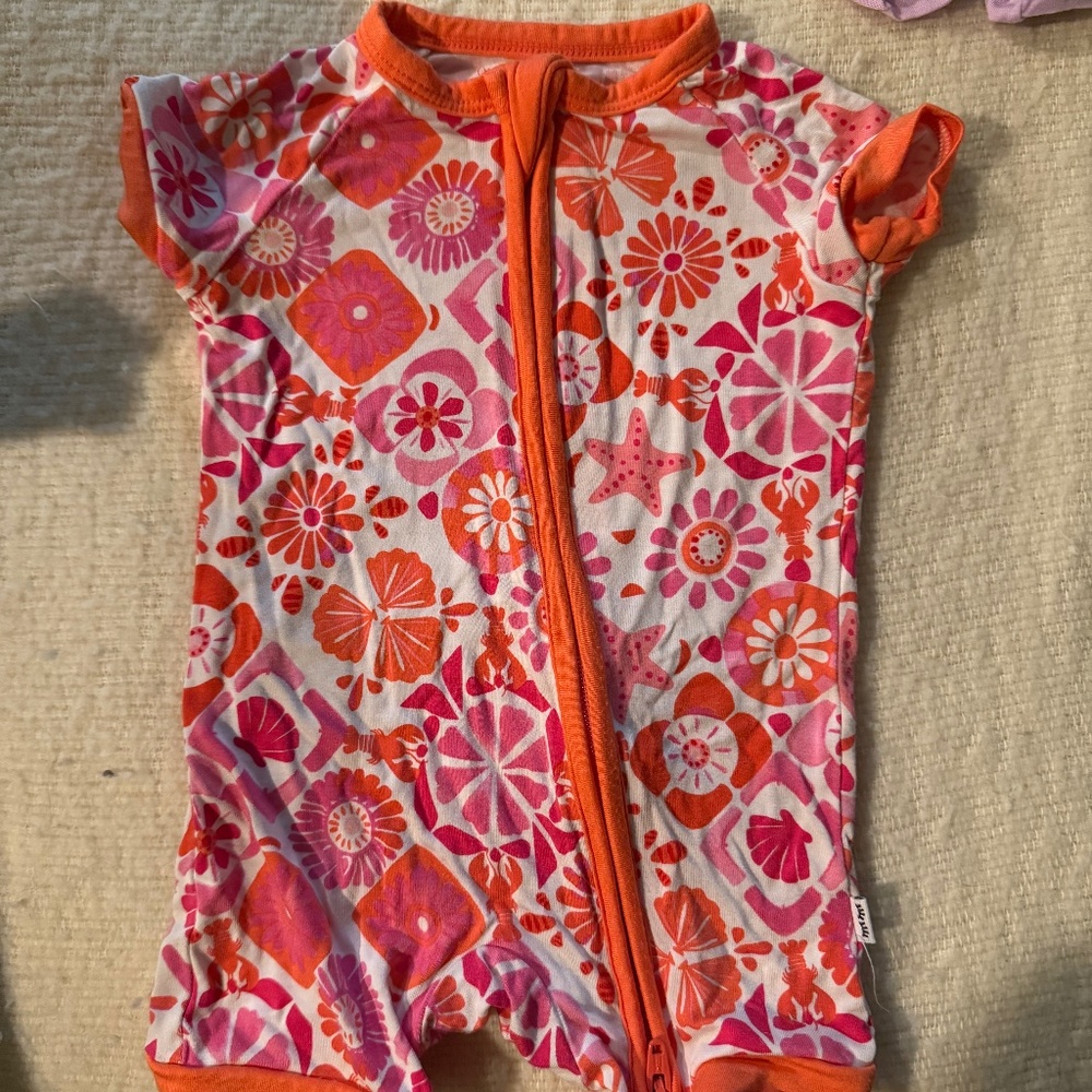 Little sleepies shorty zippy coral seashells